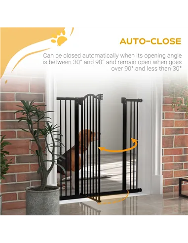 PawHut Pressure Fit Dog Stair Gate No Drilling Safety Gate Auto Close for Doorways, Hallways, 74-100cm Adjustable, 94cm Tall, Bl