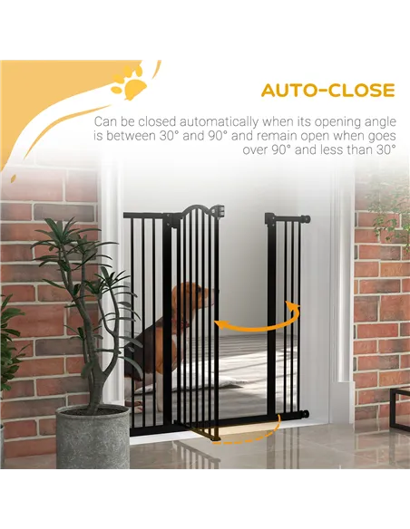 PawHut Pressure Fit Dog Stair Gate No Drilling Safety Gate Auto Close for Doorways, Hallways, 74-100cm Adjustable, 94cm Tall, Bl