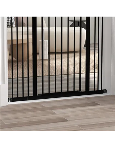 PawHut Pressure Fit Dog Stair Gate No Drilling Safety Gate Auto Close for Doorways, Hallways, 74-100cm Adjustable, 94cm Tall, Bl