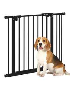 PawHut Adjustable Safety Gate w/ One Extensions, Four Adjustable Screws, Black