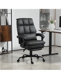 HOMCOM Faux Leather Reclining Office Chair, with Footrest - Black 2
