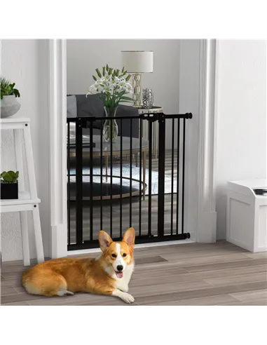 PawHut Adjustable Safety Gate w/ One Extensions, Four Adjustable Screws, Black