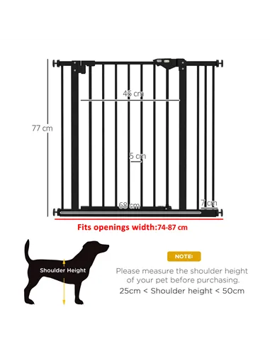 PawHut Adjustable Safety Gate w/ One Extensions, Four Adjustable Screws, Black