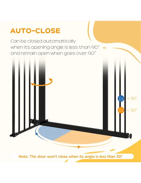 PawHut Adjustable Safety Gate w/ One Extensions, Four Adjustable Screws, Black
