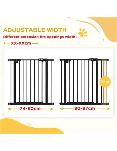 PawHut Adjustable Safety Gate w/ One Extensions, Four Adjustable Screws, Black