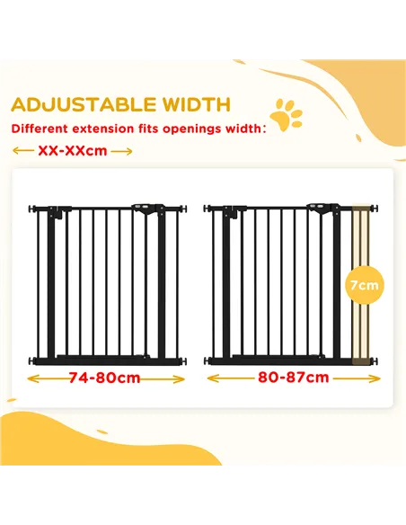 PawHut Adjustable Safety Gate w/ One Extensions, Four Adjustable Screws, Black