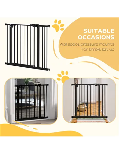 PawHut Adjustable Safety Gate w/ One Extensions, Four Adjustable Screws, Black