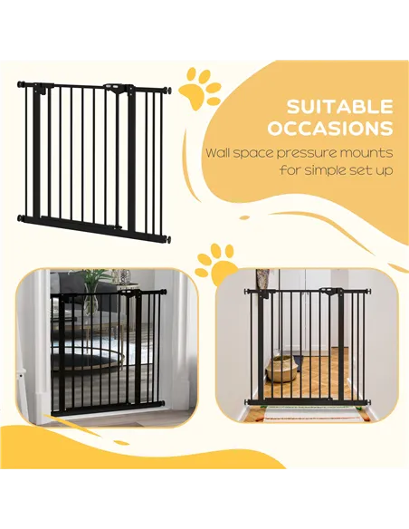 PawHut Adjustable Safety Gate w/ One Extensions, Four Adjustable Screws, Black