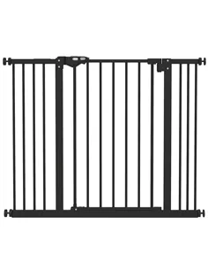 PawHut Adjustable Safety Gate w/ Two Extensions, Four Adjustable Screws, Black