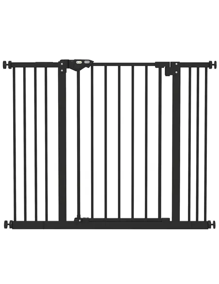 PawHut Adjustable Safety Gate w/ Two Extensions, Four Adjustable Screws, Black