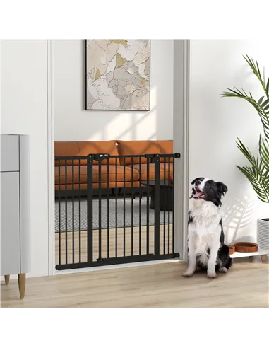 PawHut Adjustable Safety Gate w/ Two Extensions, Four Adjustable Screws, Black