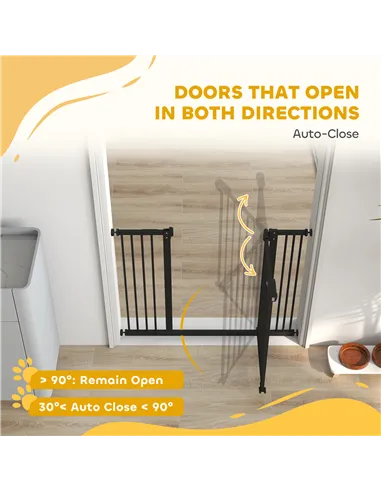 PawHut Adjustable Safety Gate w/ Two Extensions, Four Adjustable Screws, Black