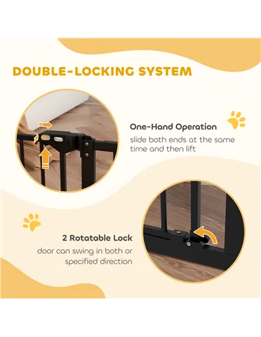 PawHut Adjustable Safety Gate w/ Two Extensions, Four Adjustable Screws, Black