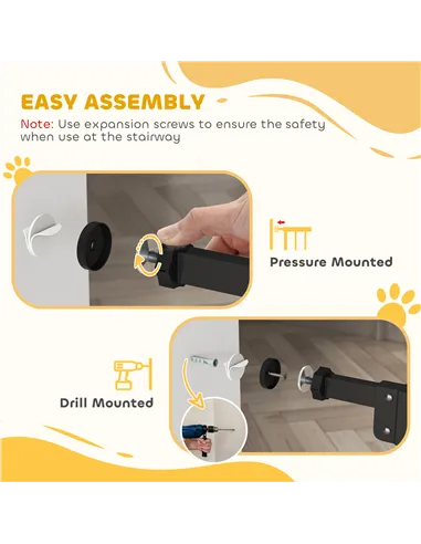 PawHut Adjustable Safety Gate w/ Two Extensions, Four Adjustable Screws, Black