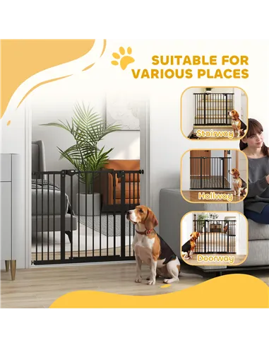 PawHut Adjustable Safety Gate w/ Two Extensions, Four Adjustable Screws, Black