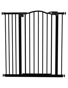PawHut Pressure Fit Dog Stair Gate No Drilling Safety Gate Auto Close for Doorways, Hallways, 74-94cm Adjustable, 94cm Tall, Bla
