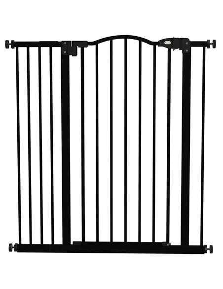 PawHut Pressure Fit Dog Stair Gate No Drilling Safety Gate Auto Close for Doorways, Hallways, 74-94cm Adjustable, 94cm Tall, Bla