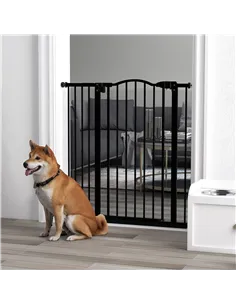 PawHut Pressure Fit Dog Stair Gate No Drilling Safety Gate Auto Close for Doorways, Hallways, 74-94cm Adjustable, 94cm Tall, Bla 2
