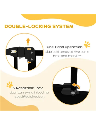 PawHut Pressure Fit Dog Stair Gate No Drilling Safety Gate Auto Close for Doorways, Hallways, 74-94cm Adjustable, 94cm Tall, Bla