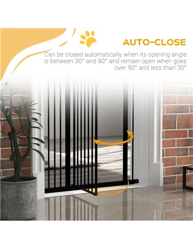 PawHut Pressure Fit Dog Stair Gate No Drilling Safety Gate Auto Close for Doorways, Hallways, 74-94cm Adjustable, 94cm Tall, Bla