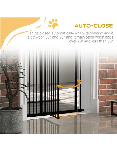 PawHut Pressure Fit Dog Stair Gate No Drilling Safety Gate Auto Close for Doorways, Hallways, 74-94cm Adjustable, 94cm Tall, Bla