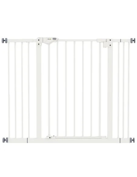 PawHut Adjustable Safety Gate w/ Two Extensions, Four Adjustable Screws, White