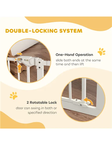 PawHut Adjustable Safety Gate w/ Two Extensions, Four Adjustable Screws, White