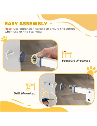 PawHut Adjustable Safety Gate w/ Two Extensions, Four Adjustable Screws, White