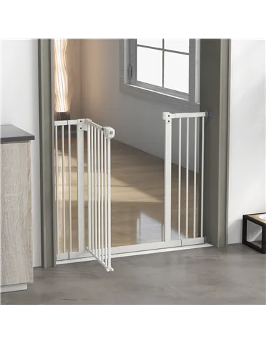 PawHut Adjustable Safety Gate w/ Two Extensions, Four Adjustable Screws, White