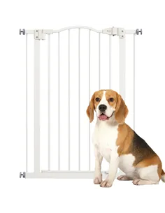 PawHut Pressure Fit Dog Stair Gate No Drilling Safety Gate Auto Close for Doorways, Hallways, 74-80cm Adjustable, 94cm Tall, Whi