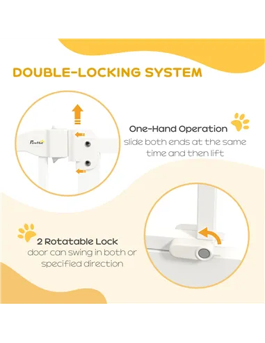 PawHut Pressure Fit Dog Stair Gate No Drilling Safety Gate Auto Close for Doorways, Hallways, 74-80cm Adjustable, 94cm Tall, Whi