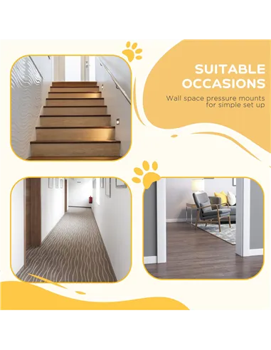 PawHut Pressure Fit Dog Stair Gate No Drilling Safety Gate Auto Close for Doorways, Hallways, 74-80cm Adjustable, 94cm Tall, Whi