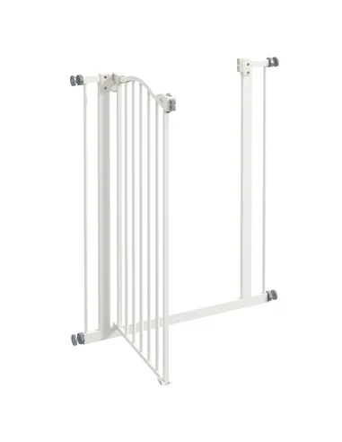 PawHut Pressure Fit Dog Stair Gate No Drilling Safety Gate Auto Close for Doorways, Hallways, 74-80cm Adjustable, 94cm Tall, Whi