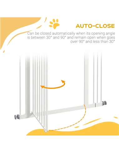 PawHut Metal Pet Safety Gate Dog Gate Folding Fence 74-87cm, White