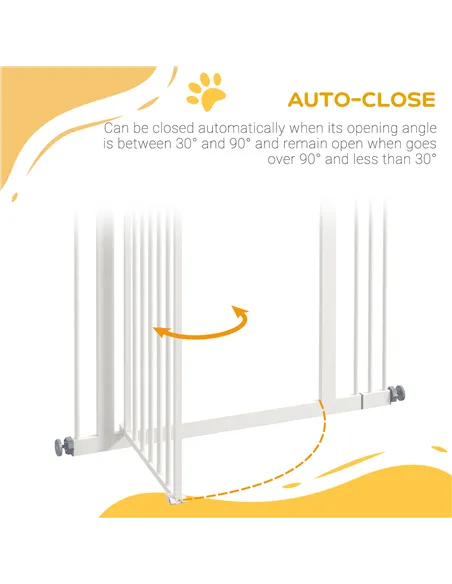 PawHut Metal Pet Safety Gate Dog Gate Folding Fence 74-87cm, White