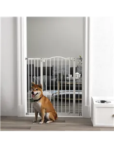 PawHut Pressure Fit Dog Stair Gate No Drilling Safety Gate Auto Close for Doorways, Hallways, 74-94cm Adjustable, 94cm Tall, Whi 2