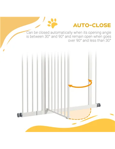PawHut Pressure Fit Dog Stair Gate No Drilling Safety Gate Auto Close for Doorways, Hallways, 74-94cm Adjustable, 94cm Tall, Whi