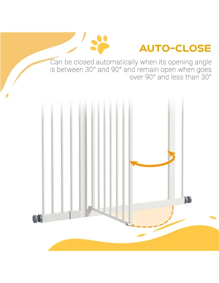 PawHut Pressure Fit Dog Stair Gate No Drilling Safety Gate Auto Close for Doorways, Hallways, 74-94cm Adjustable, 94cm Tall, Whi