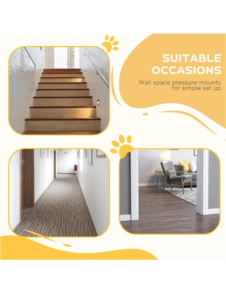 PawHut Pressure Fit Dog Stair Gate No Drilling Safety Gate Auto Close for Doorways, Hallways, 74-94cm Adjustable, 94cm Tall, Whi