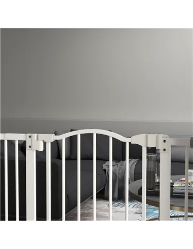 PawHut Pressure Fit Dog Stair Gate No Drilling Safety Gate Auto Close for Doorways, Hallways, 74-94cm Adjustable, 94cm Tall, Whi