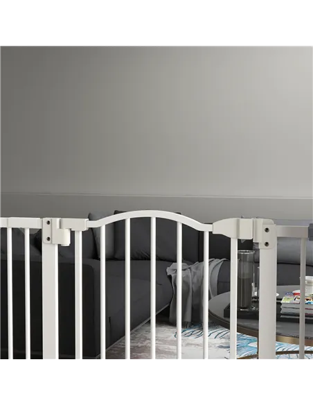 PawHut Pressure Fit Dog Stair Gate No Drilling Safety Gate Auto Close for Doorways, Hallways, 74-94cm Adjustable, 94cm Tall, Whi