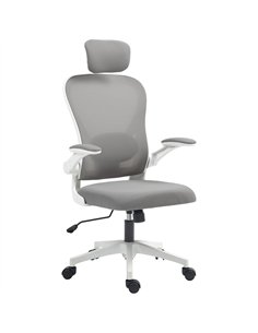 HOMCOM Executive Office Chair, Ergonomic Mesh High Back Desk Chair with Flip-up Armrest, Rotatable Headrest, Adjustable Lumbar S