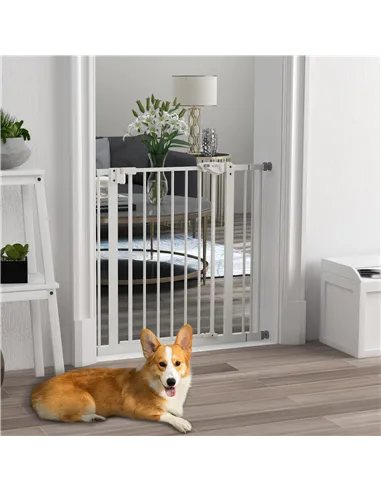 PawHut Adjustable Safety Gate w/ One Extensions, Four Adjustable Screws, White