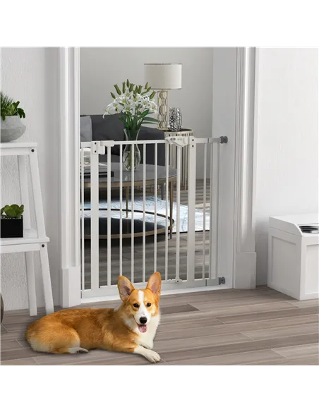 PawHut Adjustable Safety Gate w/ One Extensions, Four Adjustable Screws, White