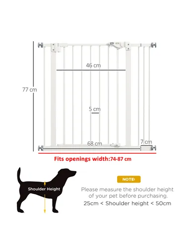 PawHut Adjustable Safety Gate w/ One Extensions, Four Adjustable Screws, White