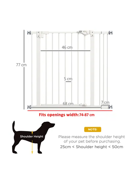 PawHut Adjustable Safety Gate w/ One Extensions, Four Adjustable Screws, White