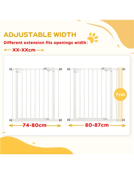 PawHut Adjustable Safety Gate w/ One Extensions, Four Adjustable Screws, White