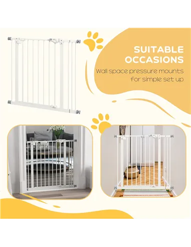 PawHut Adjustable Safety Gate w/ One Extensions, Four Adjustable Screws, White
