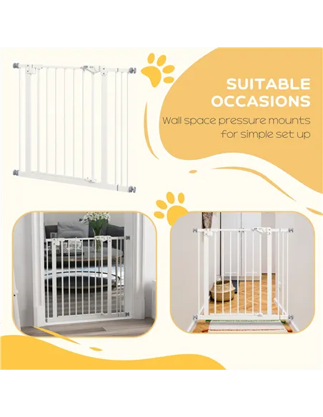 PawHut Adjustable Safety Gate w/ One Extensions, Four Adjustable Screws, White