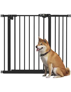 PawHut Adjustable Safety Gate w/ One Extensions, Four Adjustable Screws, Black